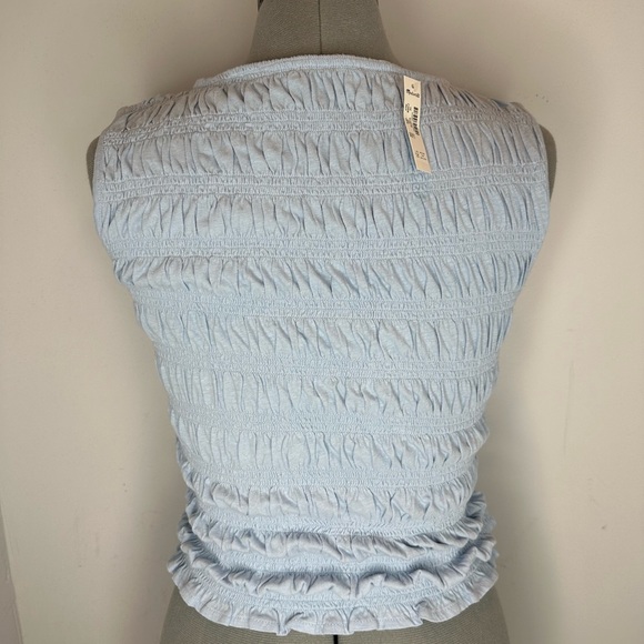 Madewell Smocked Tank Top Light Blue - Picture 4 of 7